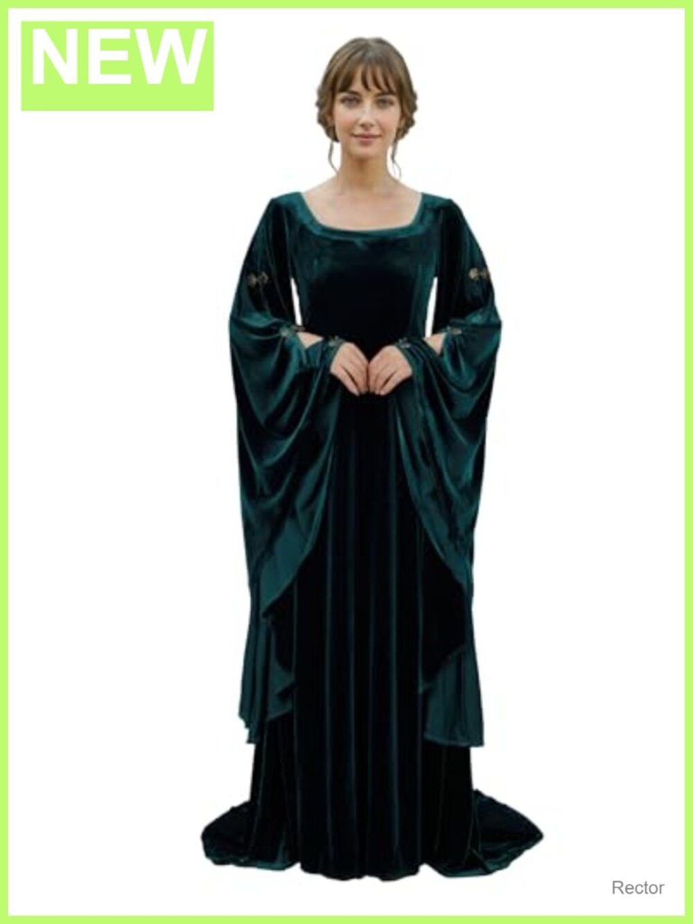 Renaissance Velvet Gown Medieval Costume with Wide Sleeves